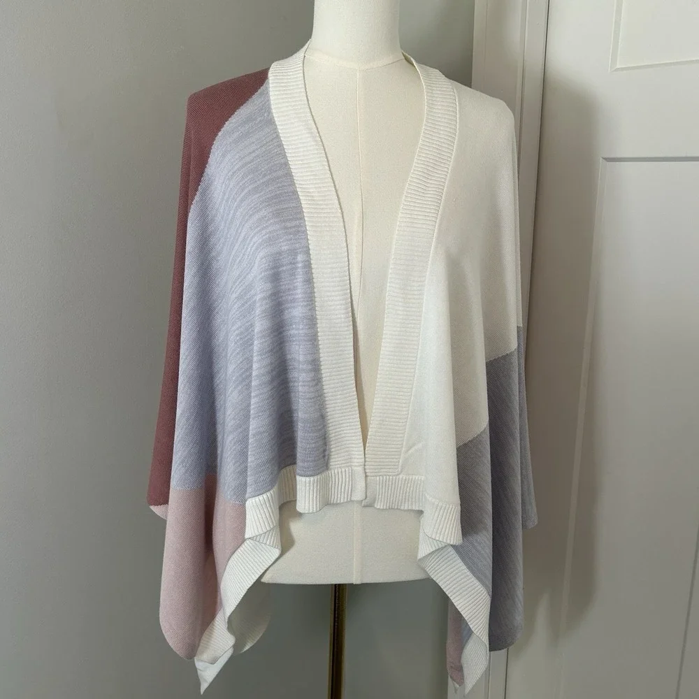 Lululemon Hatha Wrap OS Colorblock Open Front Poncho Shawl Cardigan Viscose Silk